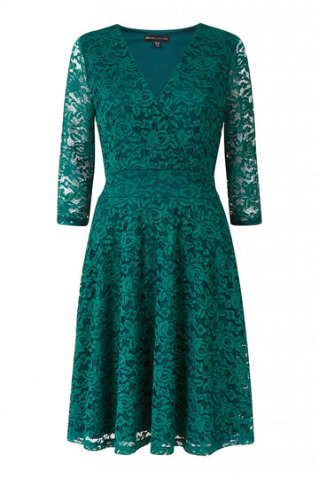 Green Lace Skater Dress Mela London